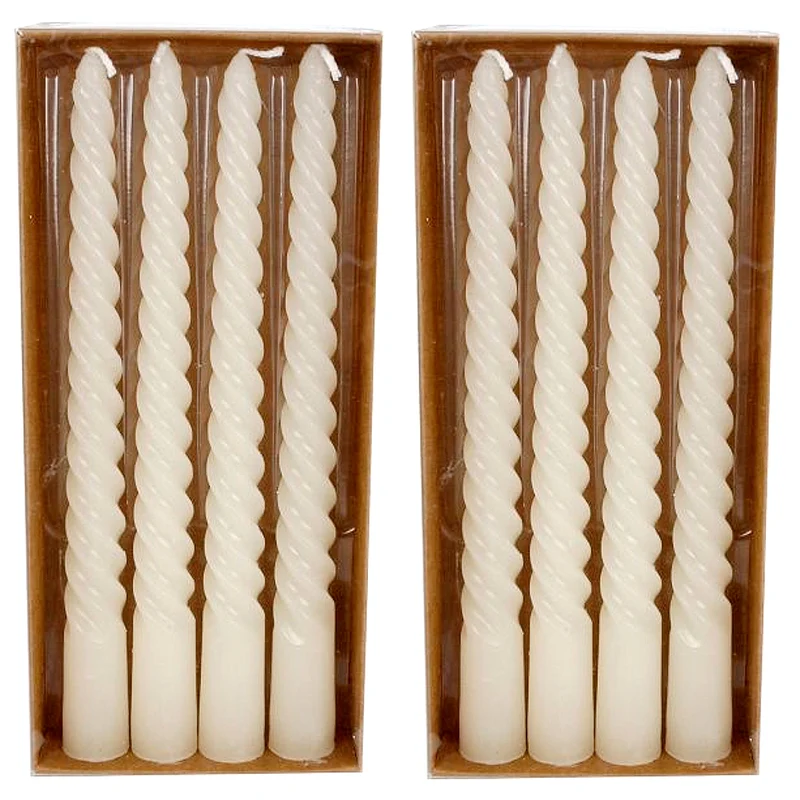 8er Set Spiralkerzen Elfenbein