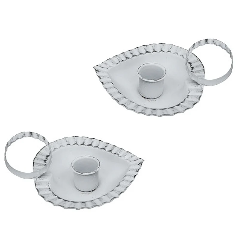 2er Set Kerzenhalter Herz Shabby Chic Weiß