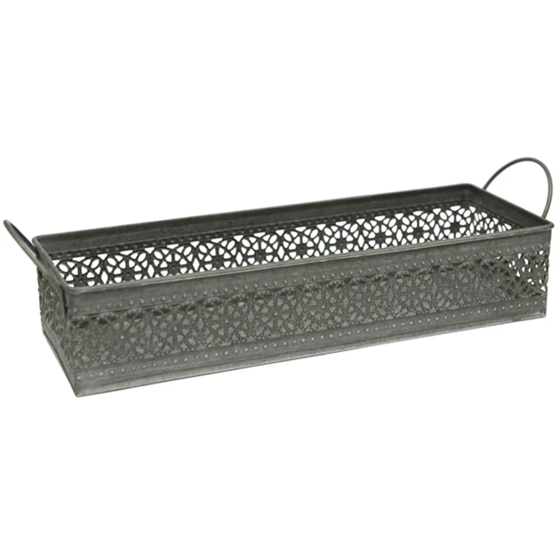 Tablett Metall Grau filigranes Muster