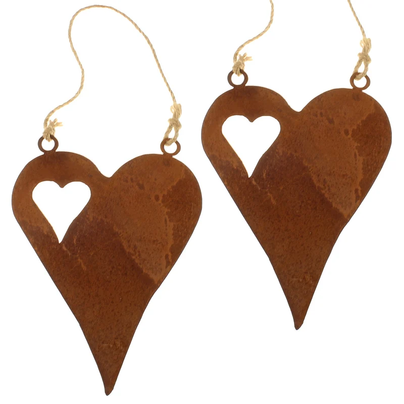 2er Set Herzhänger Rost 17 cm