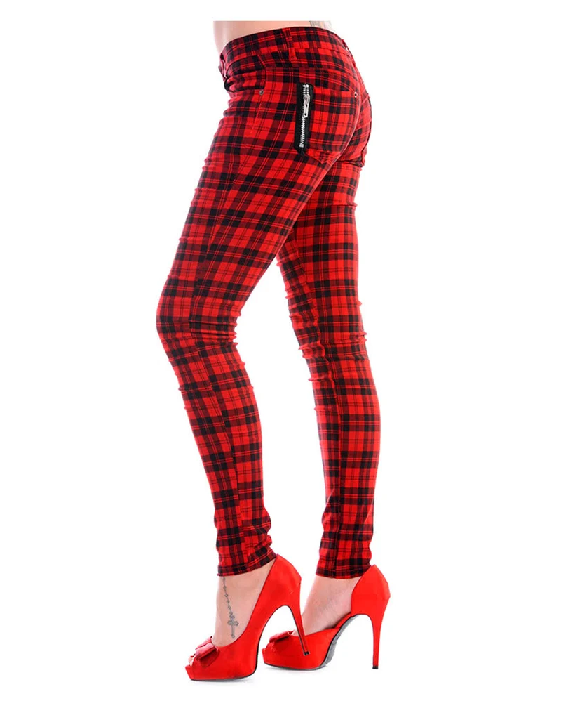 Punk Röhrenjeans rot