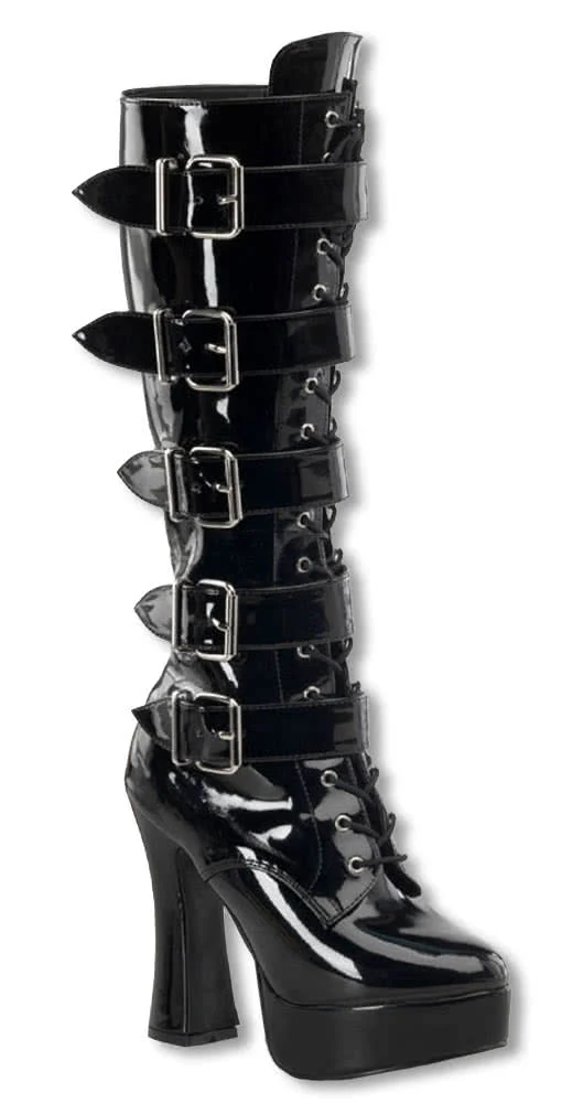 Plateau Stiefel mit Schnallen