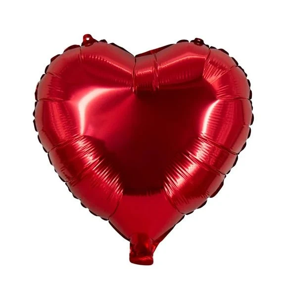 Herz-Heliumballon, rot, glänzend, leer, 45 cm