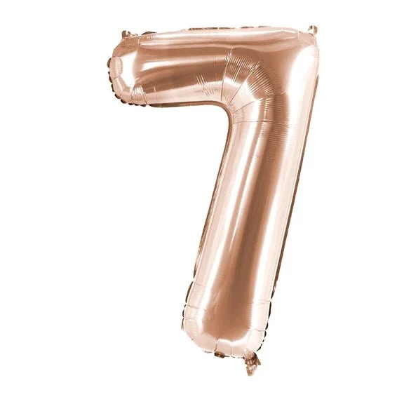 7-Jahres-Zahlenballon in Roségold, leer, 1 m