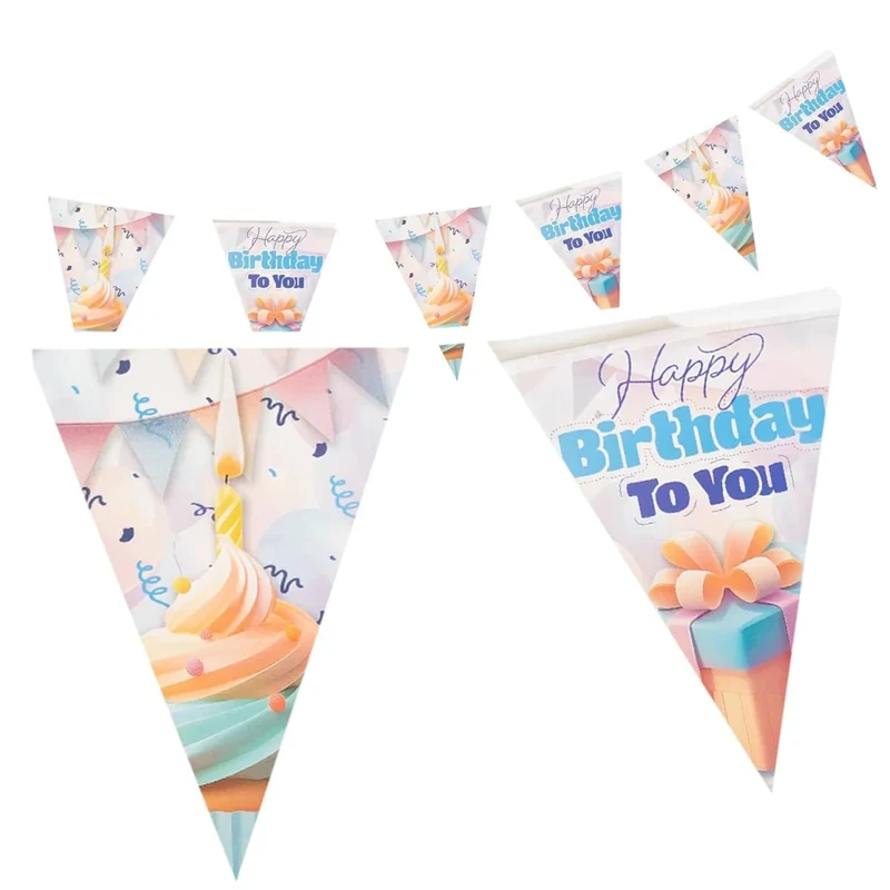 „Happy Birthday“-Girlande Pastell 4 m