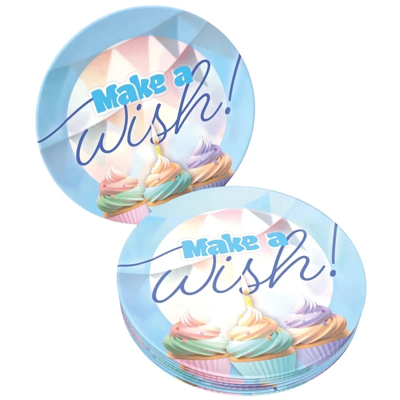 Blaue Schilder „Make A Wish“, 23 cm, 8 Stück