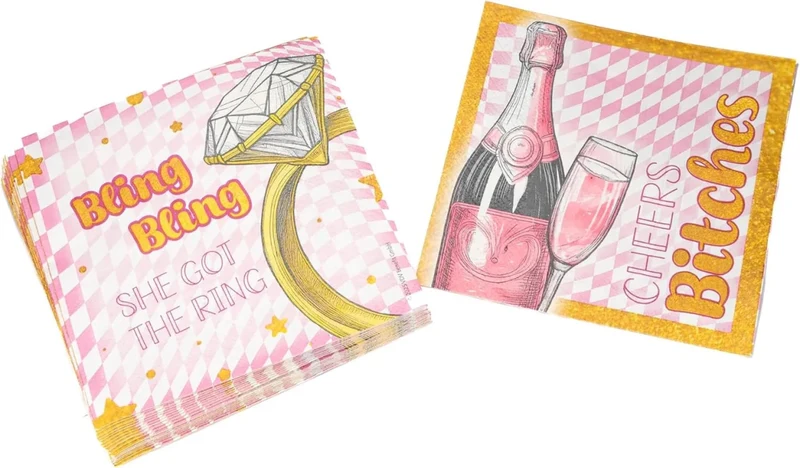 Junggesellenparty-Servietten „Bling Bling“, 33 cm, 20 Stück