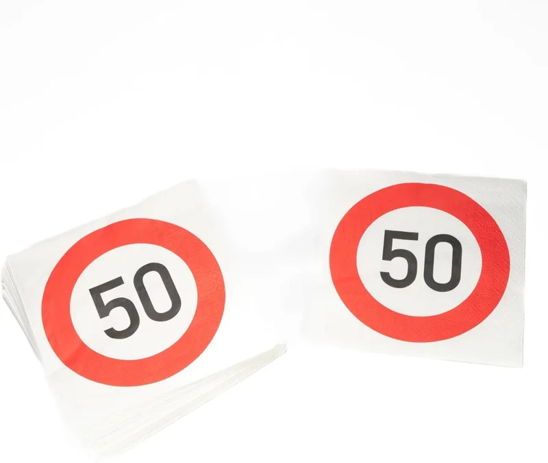 50 Jahre Servietten mit Verkehrszeichen, 33 cm, 20 Stück