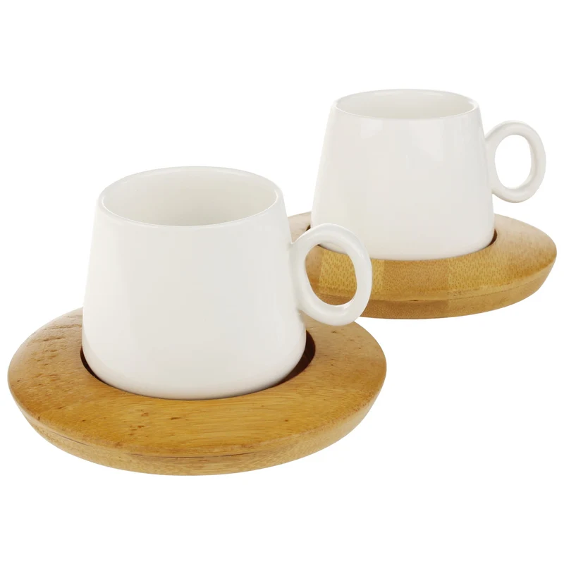 2er Set Espressotassen Weiß Braun