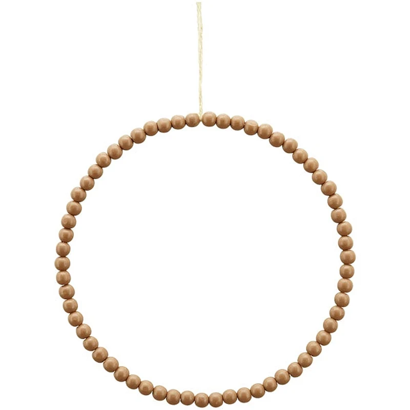 Holzperlenkranz Ringhänger Braun 26 cm