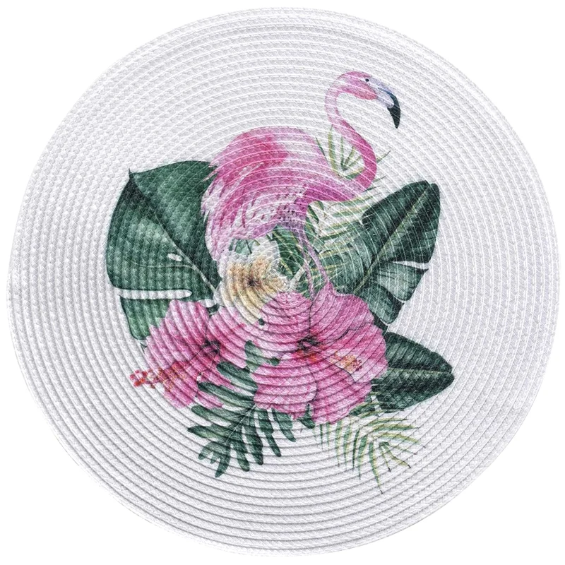 4er Set Platzset rund Flamingo Kunststoff