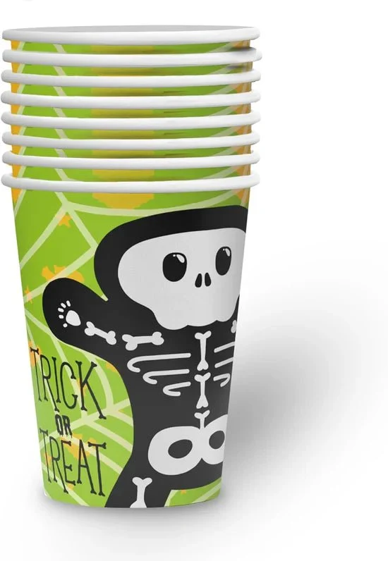 Halloween-Becher, grün, „Trick or Treat“, 250 ml, 8 Stück