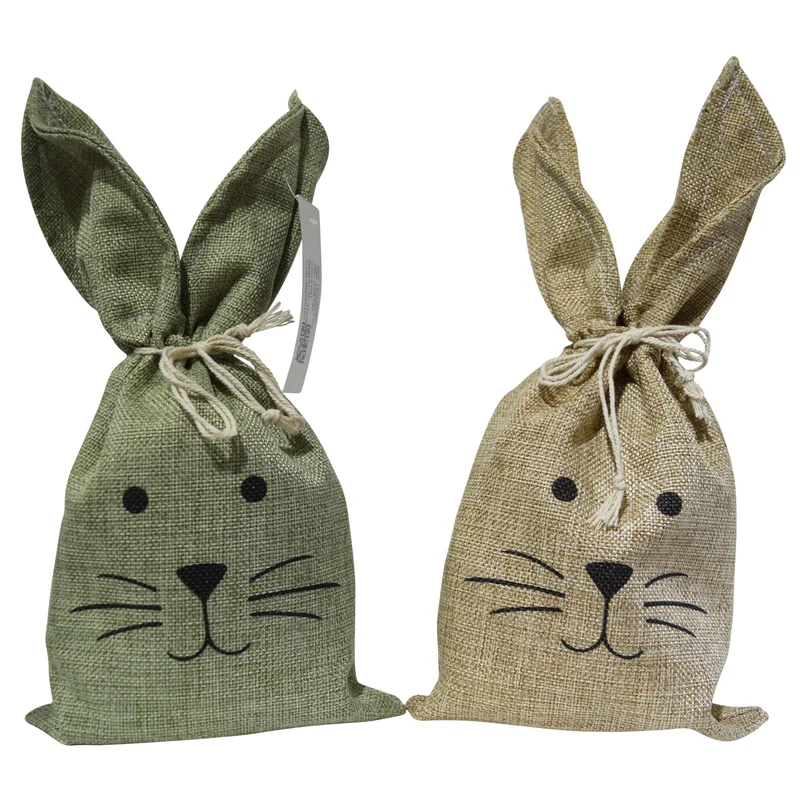 Beutel Jute mit Hasenohren natur grün