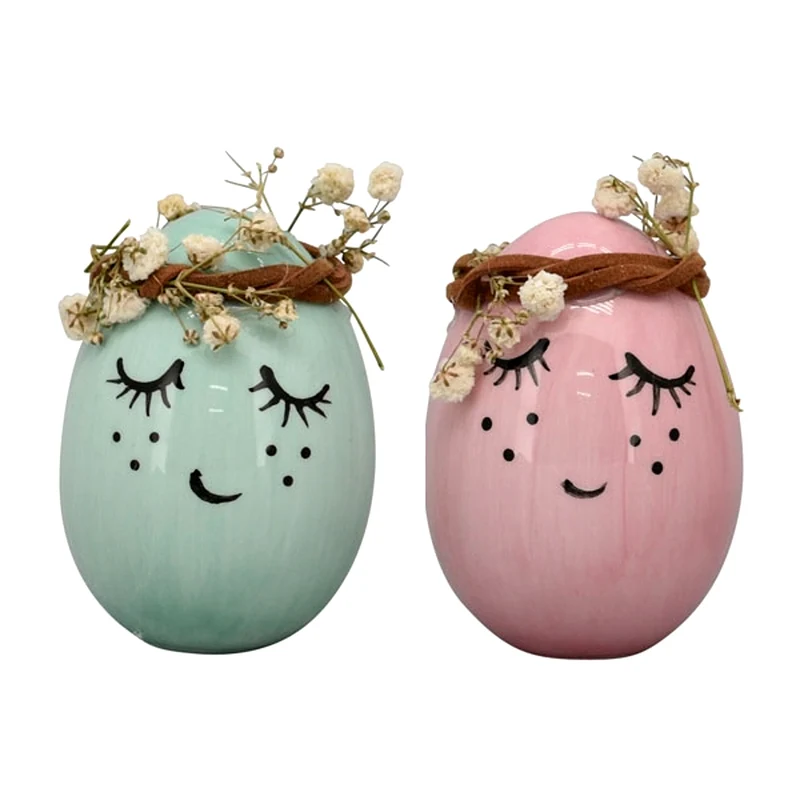 2er Set Dekoei Porzellan Pink Blau 6 cm