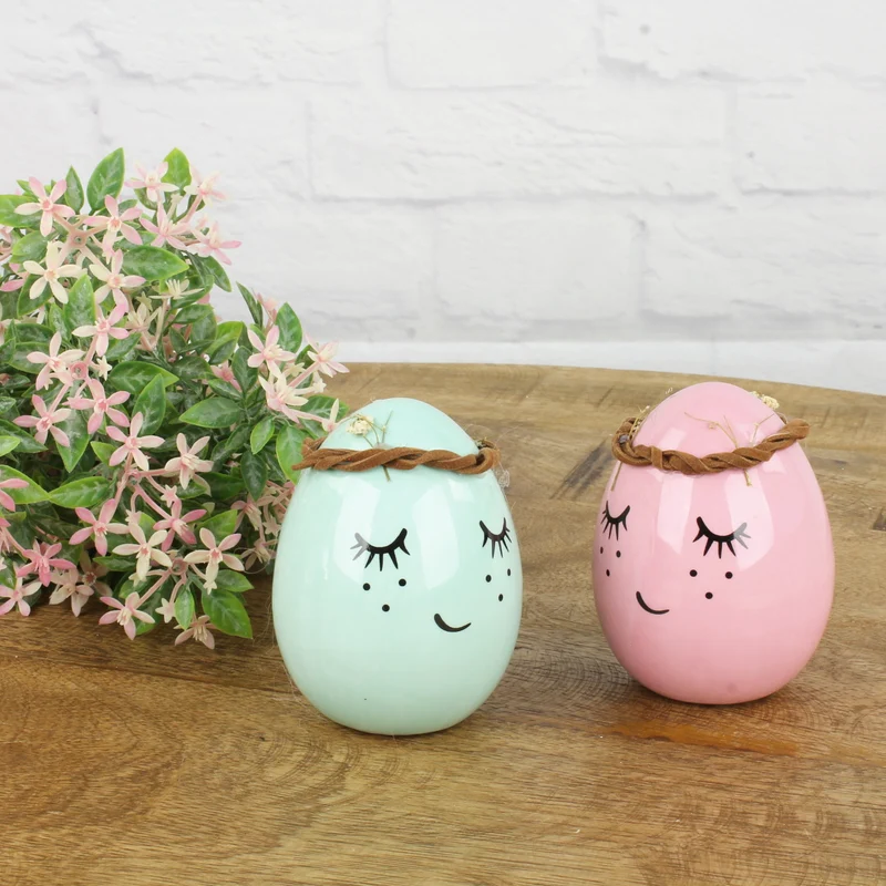 2er Set Dekoei Porzellan Blau Pink 8 cm