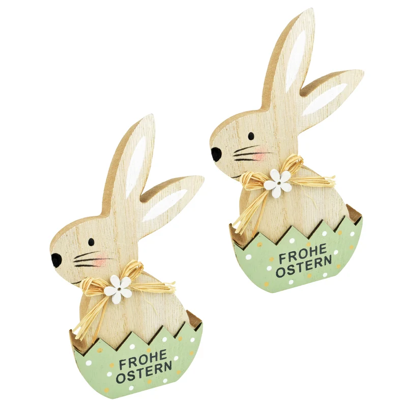 2er Set Hase im Ei Braun Grün