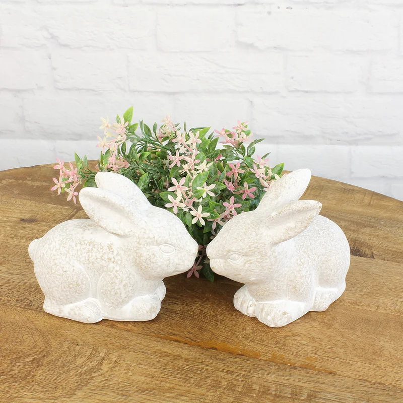 2er Set Keramikhase Creme sitzend