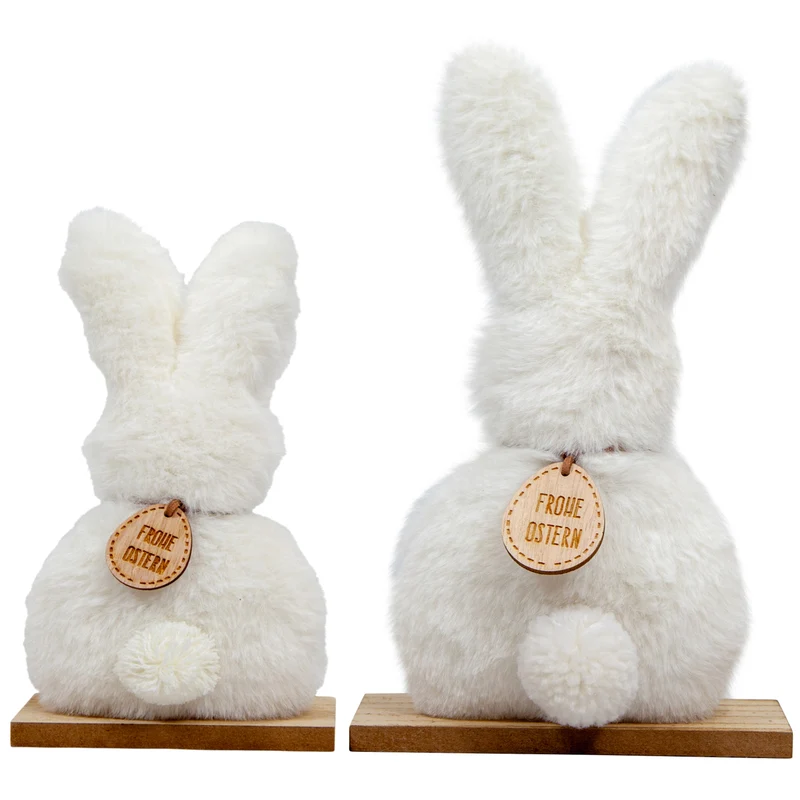 2er Set Aufsteller Hase Flauschig Weiß