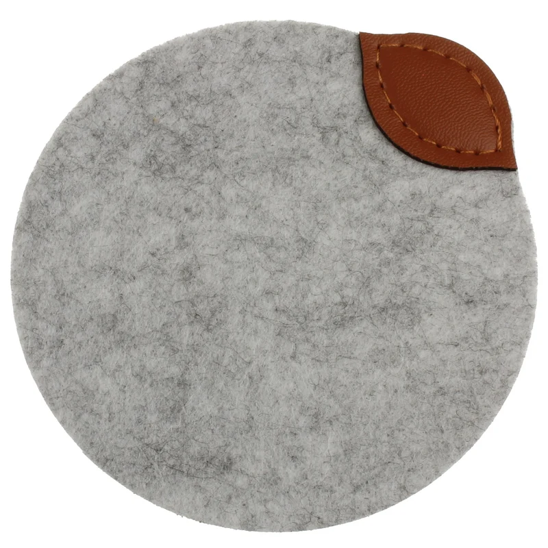 Glas Untersetzer Filz mit Leder 4Stk. Grau