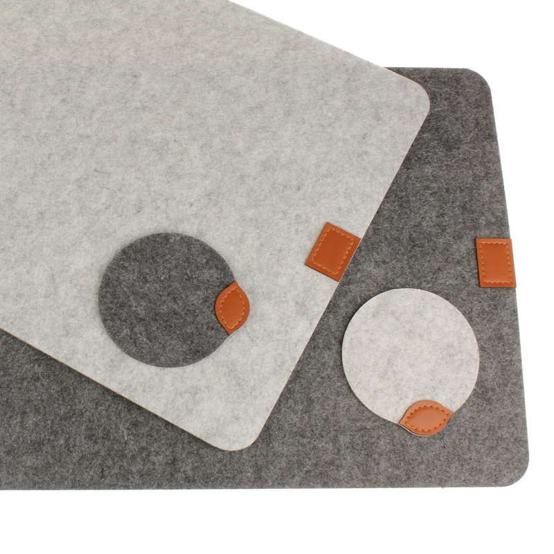 Platzset Filz mit Leder 4Stk. Grau