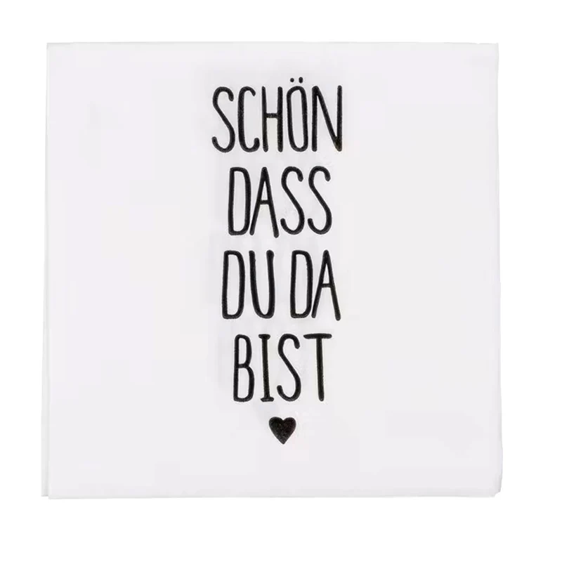 40 Stk. Servietten Schön das du da bist weiß schwarz