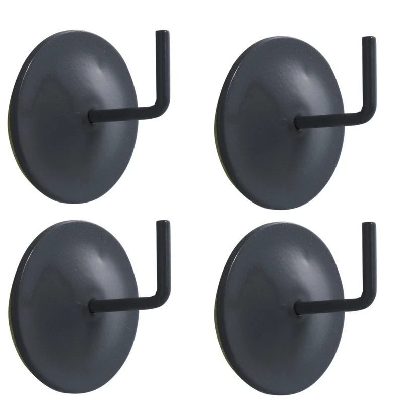 4er Set Vitragen Stangen Haken selbstklebend rund Schwarz