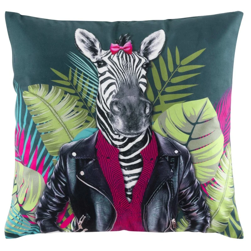 Kissen mit Inlet Dschungel 45 x 45 Zebra Bunt