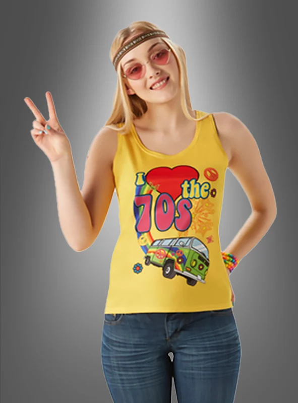 70er Shirt Top für Damen mit Hippie Bus
