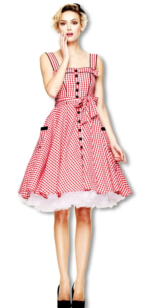 50er Jahre Sommerkleid rot-weiß kariert