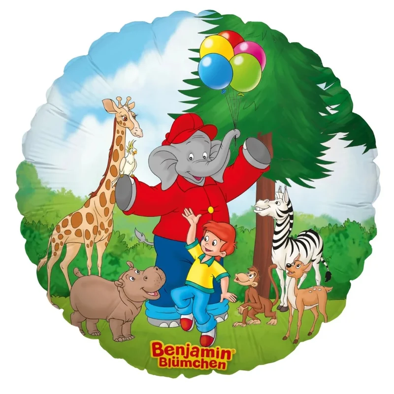 Benjamin Blümchen Heliumballon, rund, leer, 45 cm