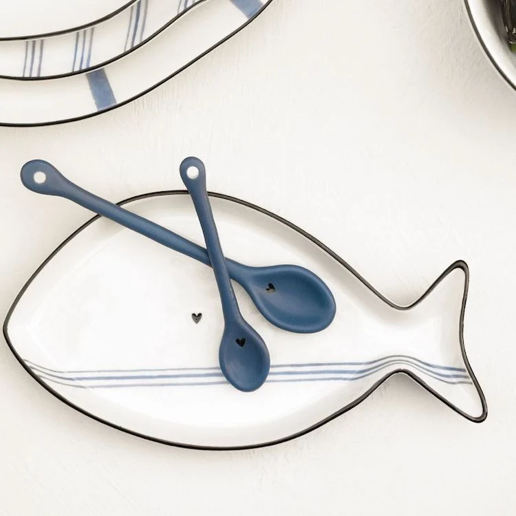 Bastion Collections Fisch Teller Blue Stripes