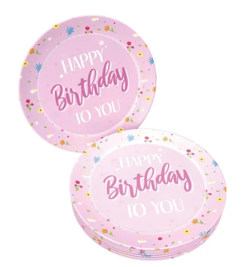 „Happy Birthday“-Schilder, rosa, 23 cm, 8 Stück