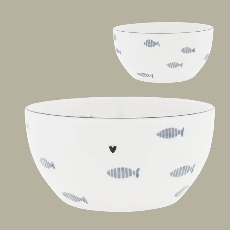 Bastion Collections Schale Watercolour Blue Fishes mittel