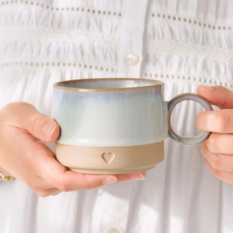 IB Laursen Tasse Herz hellblau-mattbraun
