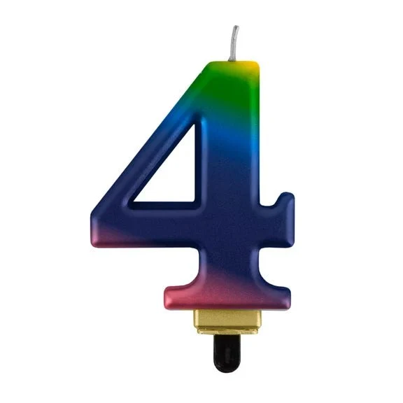 4-Jahres-Kerze „Regenbogen“, 8 cm