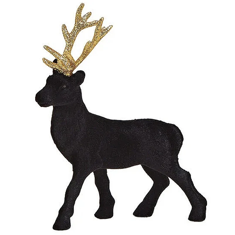 Hirsch schwarz gold glitzer 21 cm