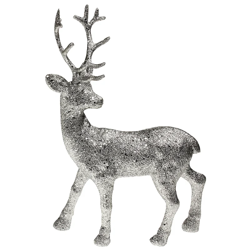 Hirsch stehend Silber glitzer 31,5 cm