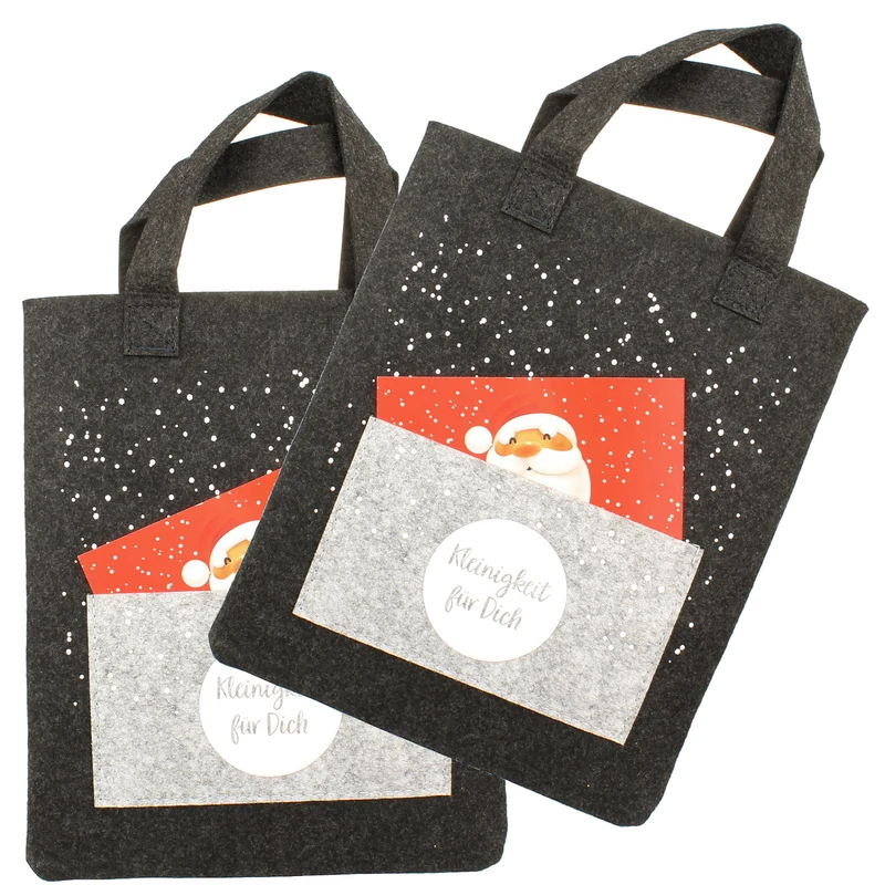 Filztasche Weihnachten mit Postkarte-grau
