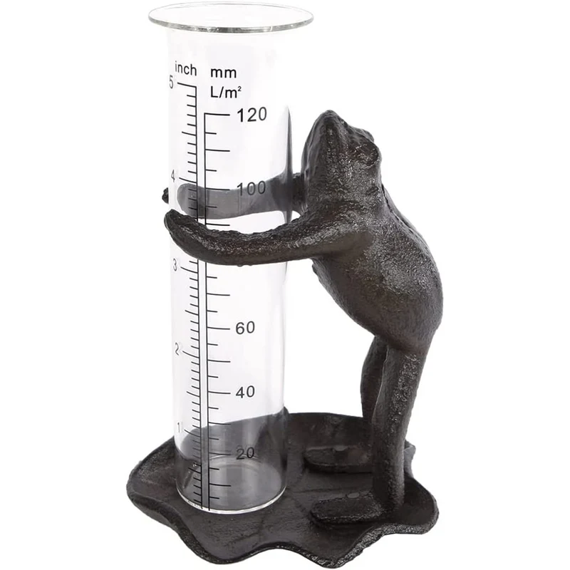 Regenmesser Frosch, Metall schwarz