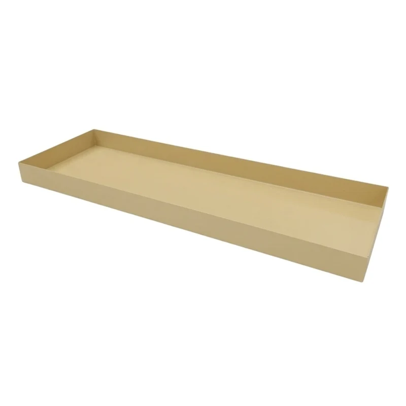 Dekotablett Beige 45 cm rechteckig Tischdeko Tablett schmal Metall modern