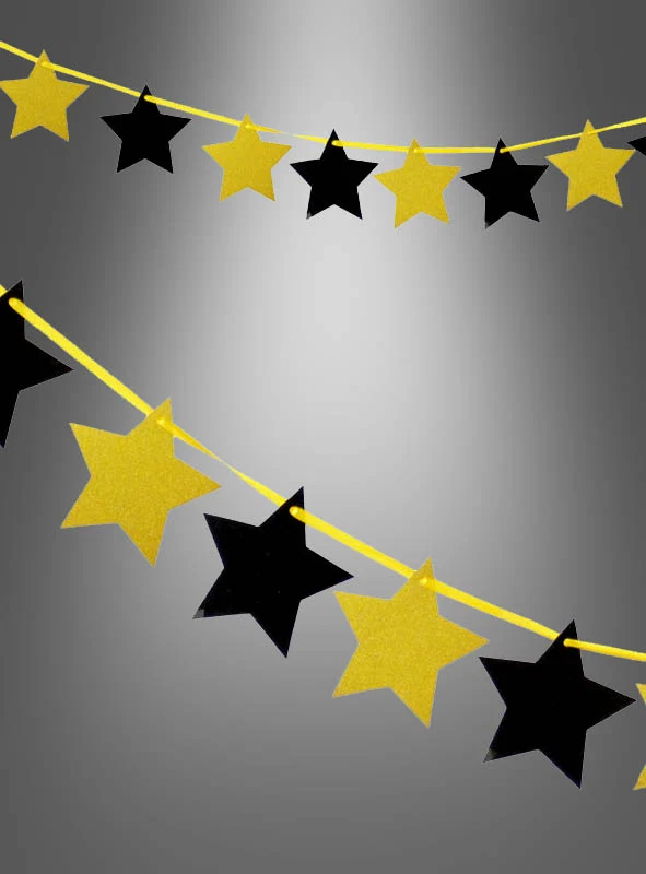 Sterngirlande schwarz-gold mit Glitter 300cm