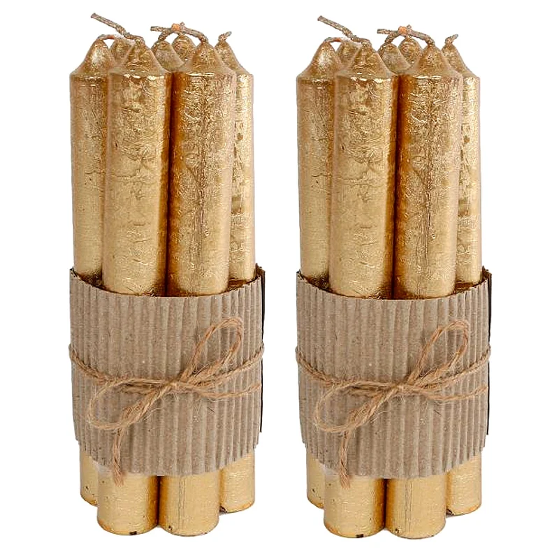 2er Set Tischkerze gold Metallic / 4-Pack