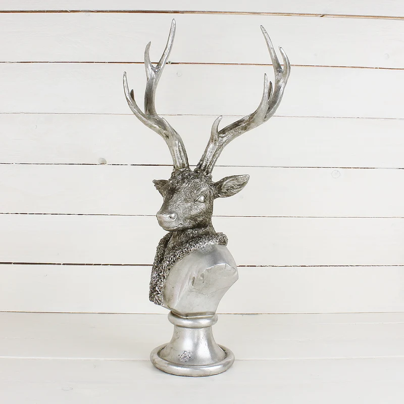 Hirschbüste Silber Glitzernd