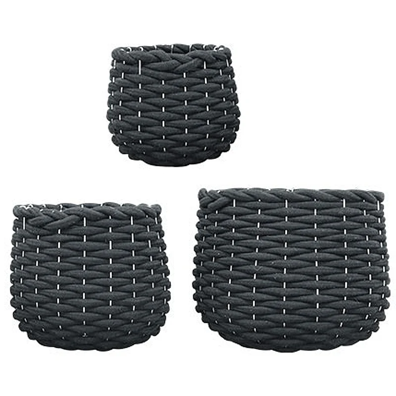 Korbset 3tlg. Schwarz Wollkorb