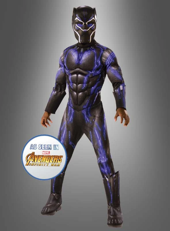 Deluxe Black Panther Kostüm blau für Kinder