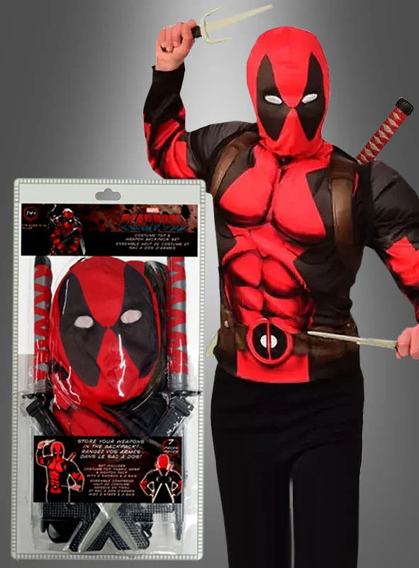 Deadpool Kostüm Set mit Waffen