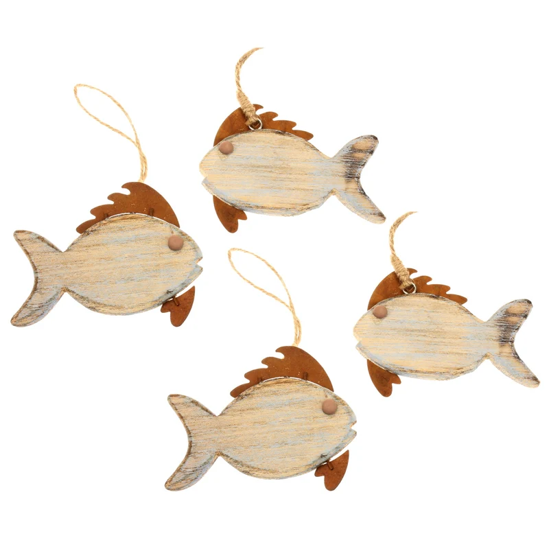 Holzfisch zum Hängen 4er Set