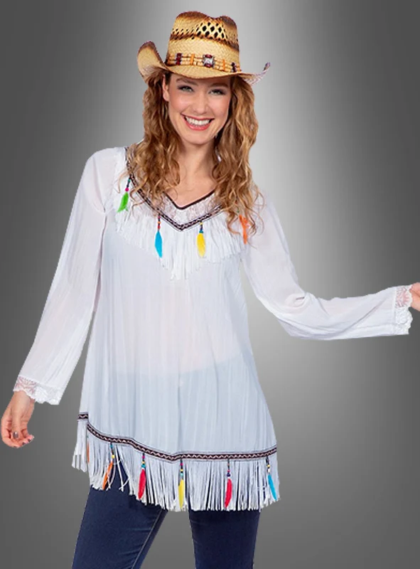 Hippie Tunika mit Federn und Fransen