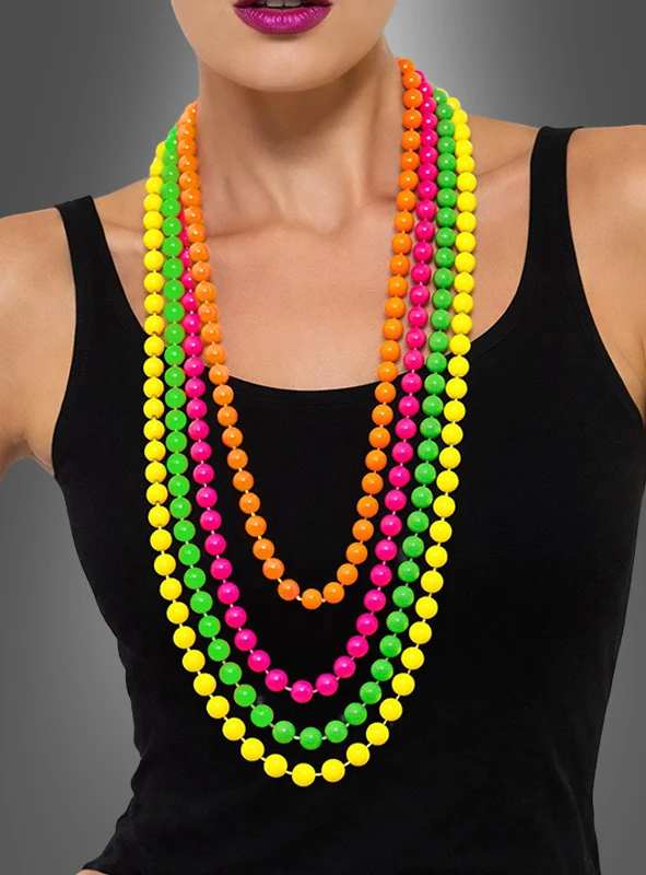 Neon Perlenketten 4er Set bunt