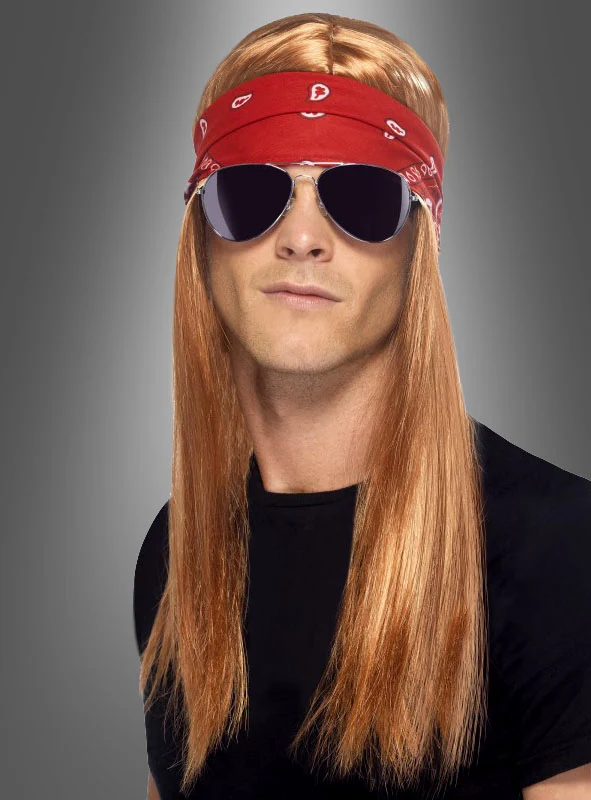 90er Jahre Rockstar Set Perücke mit Brille